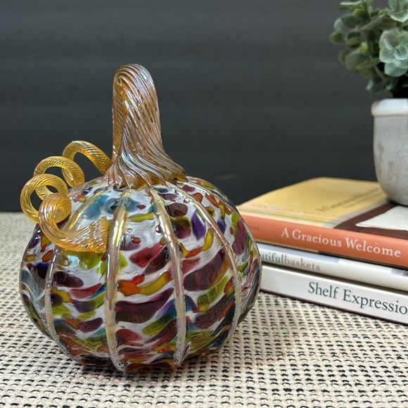 Blown Glass Confetti Pumpkin - Picture 9 of 9